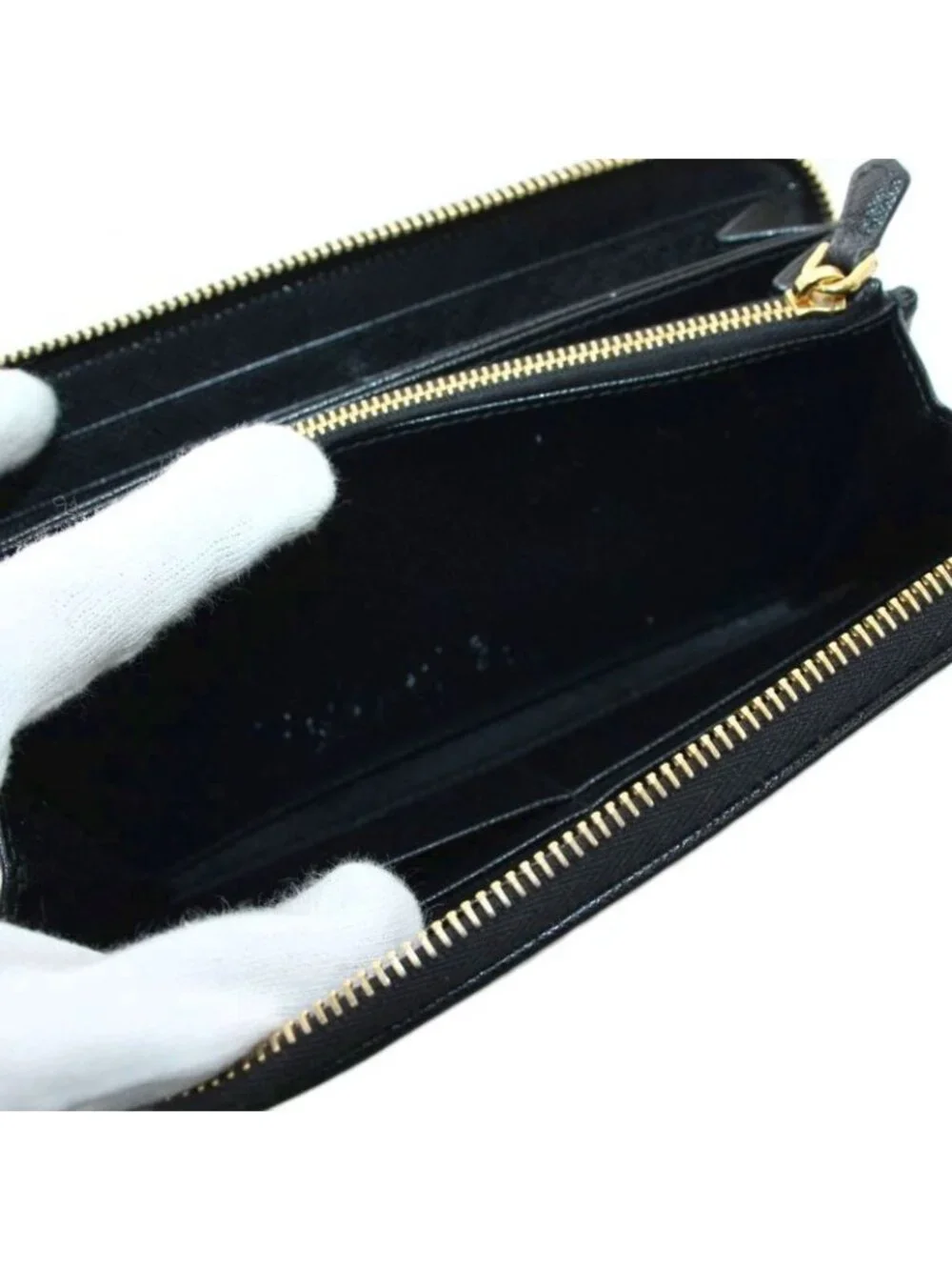 Prada Triangle Logo Plate Wallet Round Zip Coin Purse Nylon Black - Picture 8 of 9